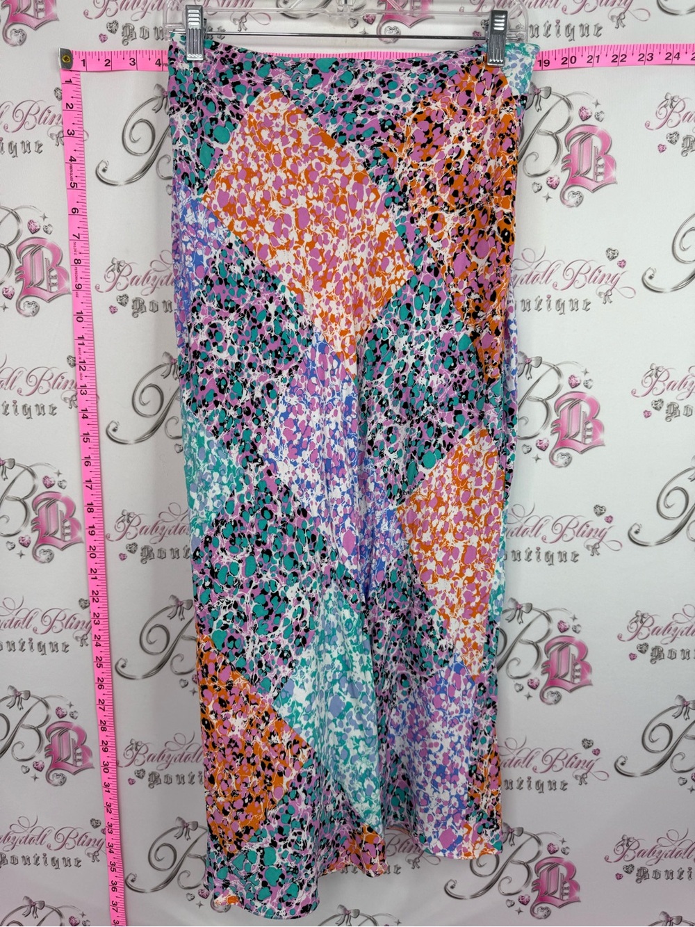 Primark skirt Multicolor Teal Purple Orange Pink patchwork Print